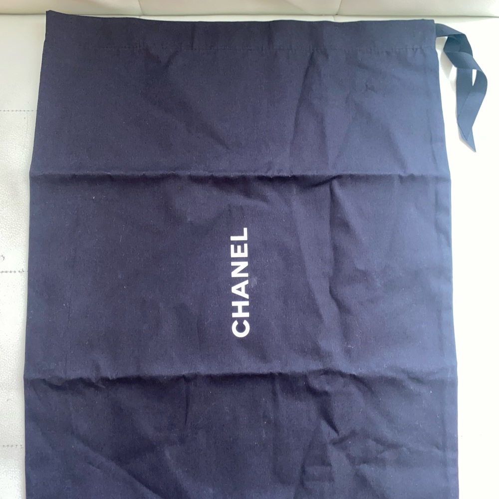 CHANEL 15x19 Large Black Dust Bag with White Logo
